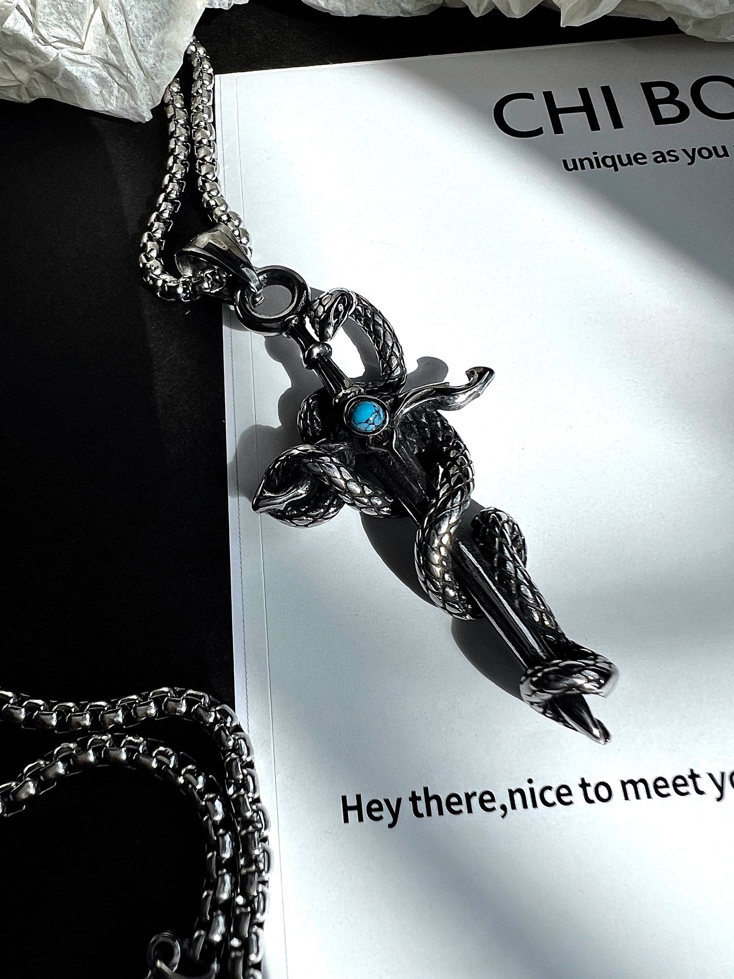 "Snake Wrap" Cross Necklace