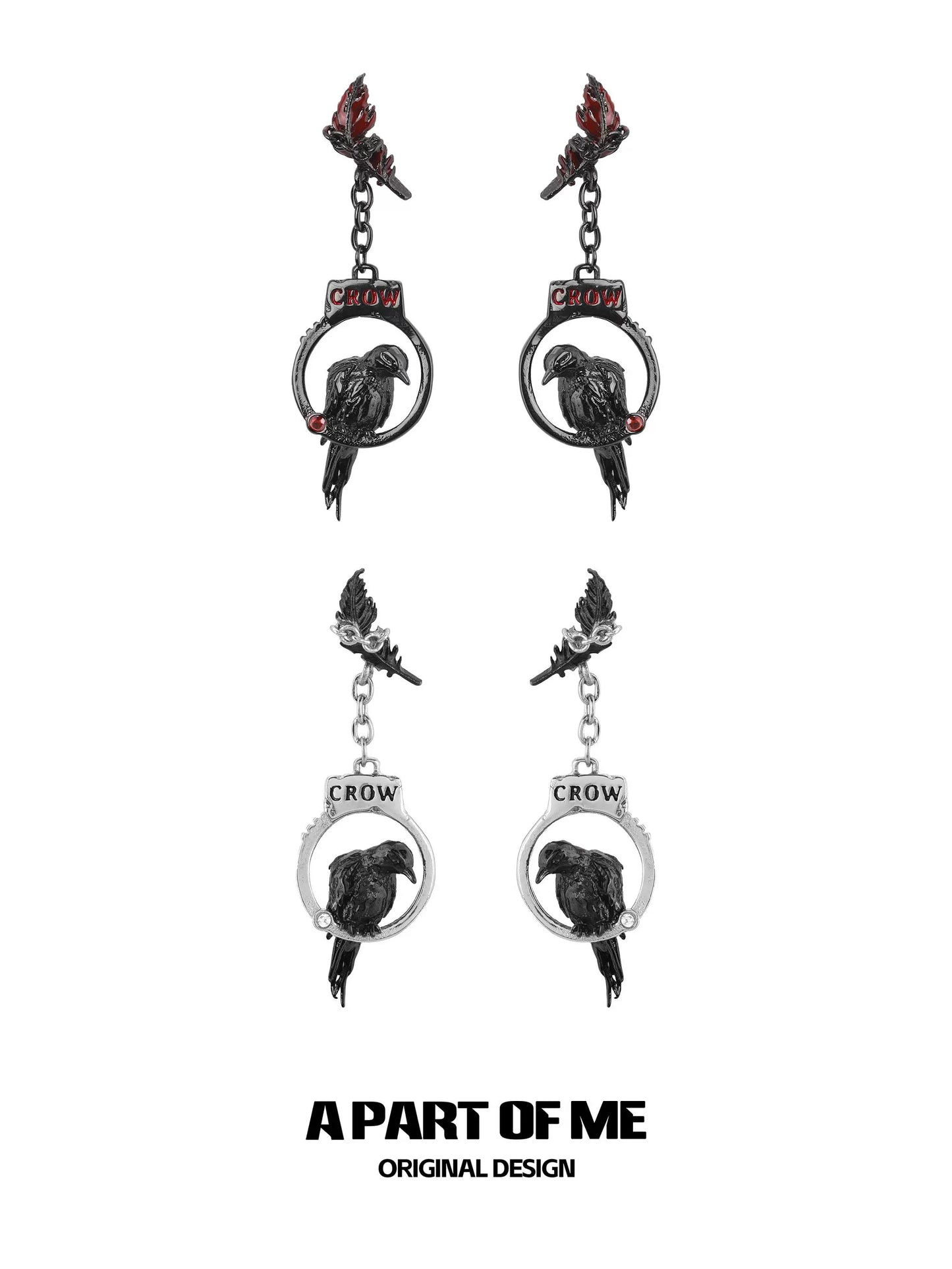 Gothic Crow Handcuff Earrings