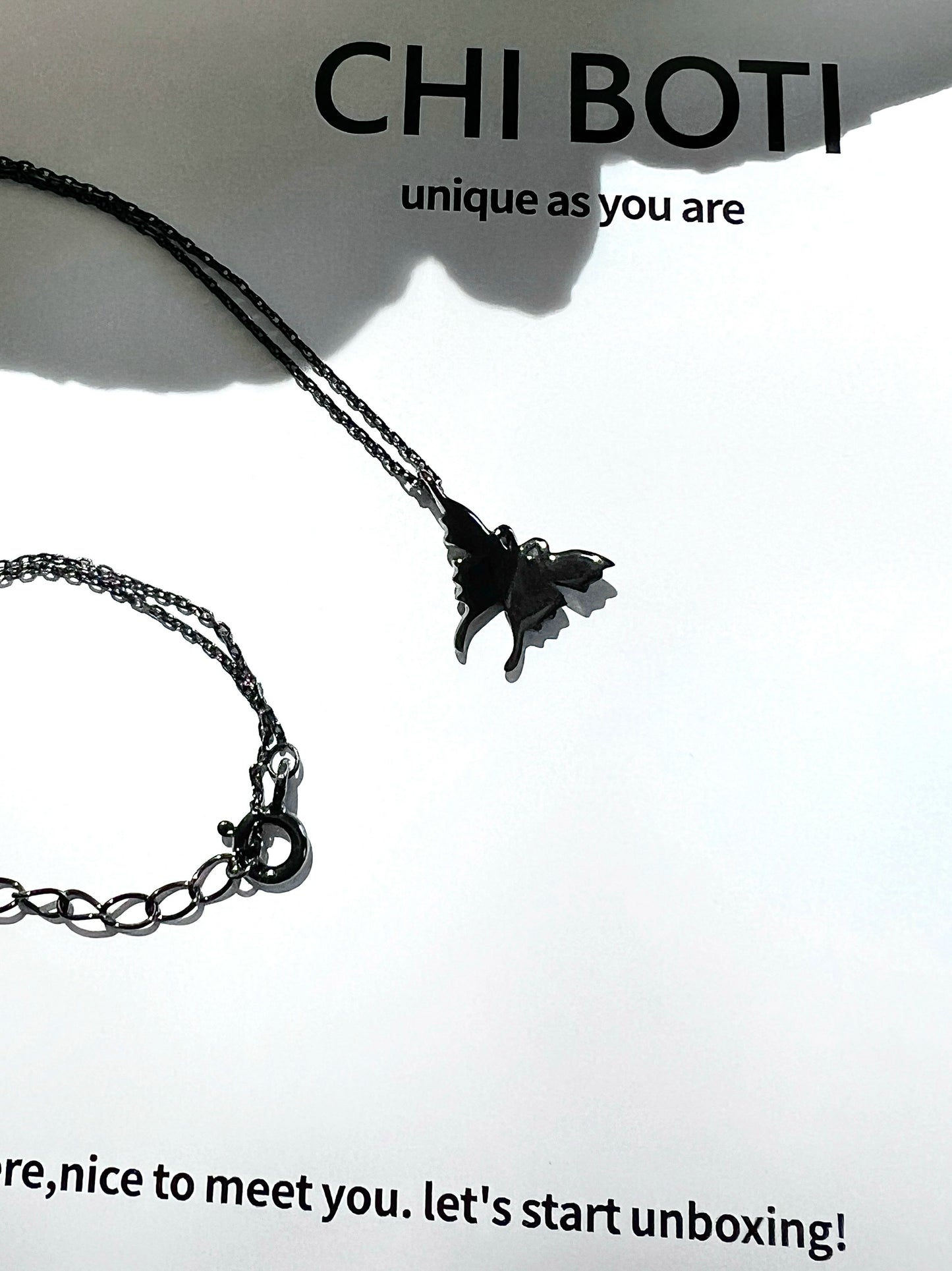 "Shadow Butterfly" Black Gold Necklace