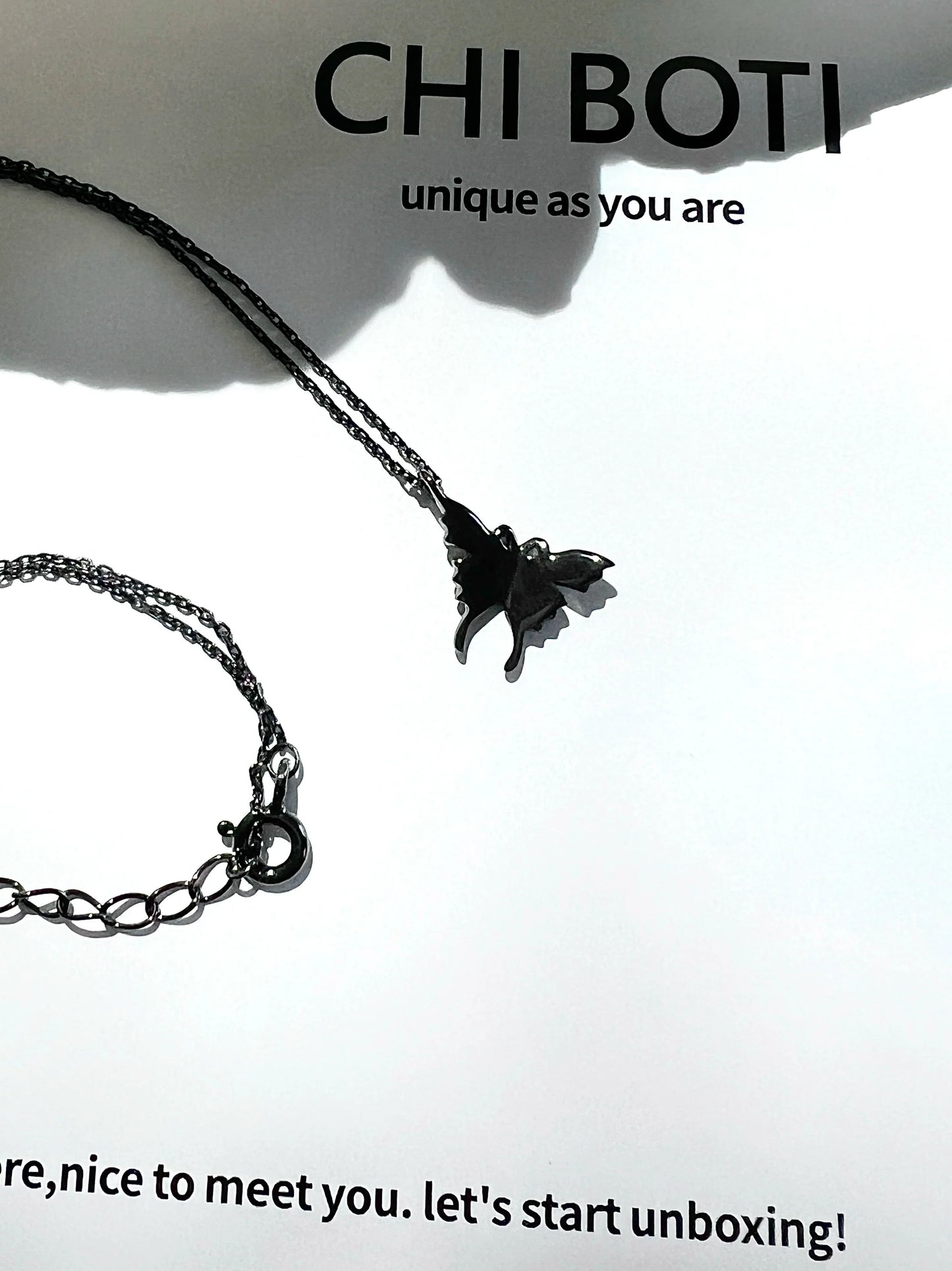 "Shadow Butterfly" Black Gold Necklace
