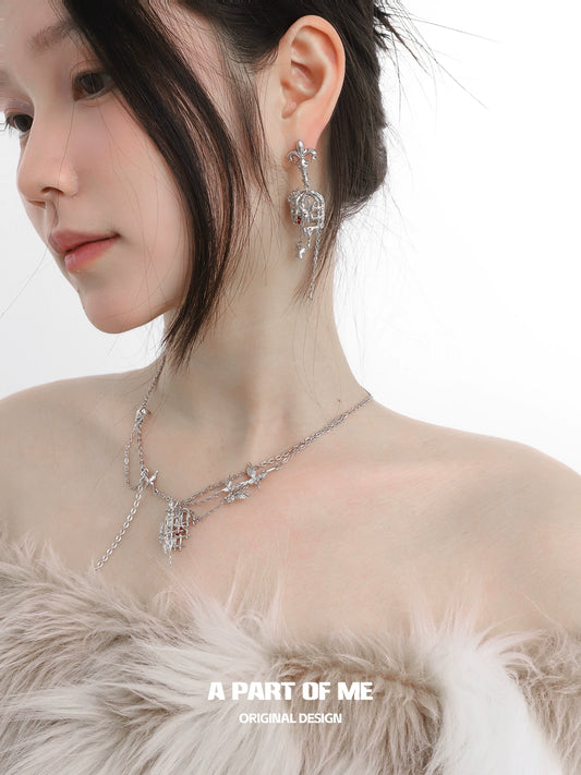 Butterfly Birdcage Tassel Earrings