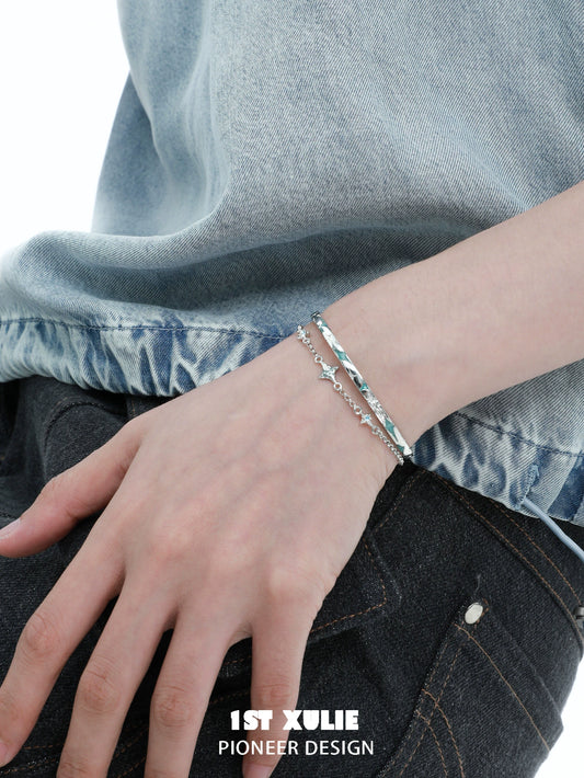 Dazzling Starlight Double-Layer Silver Bracelet