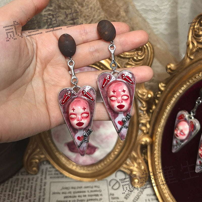 Earrings & Ear Cuffs - Original Design Pink Love Earrings Sweet Cool Girly Dopamine Doll Sweet Cool Earrings Ear Clips