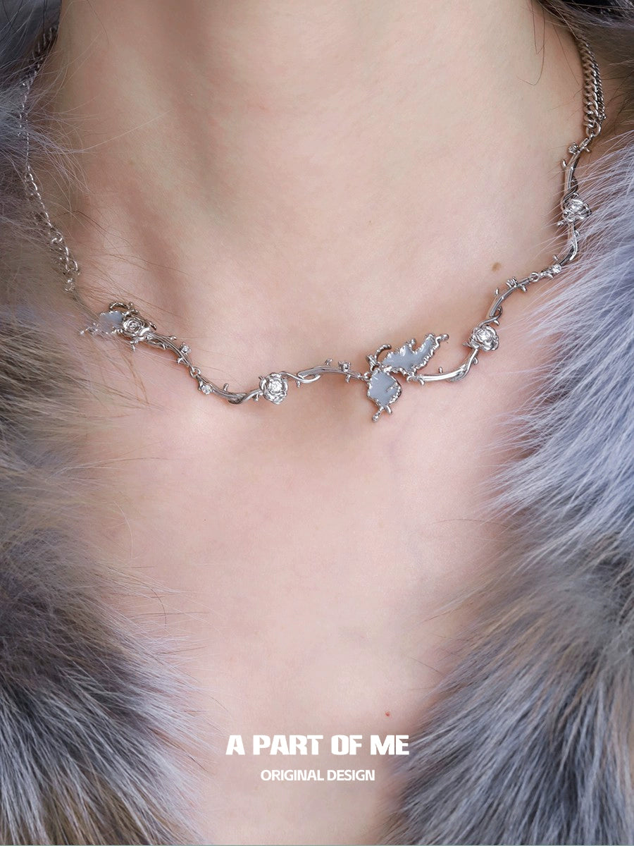 Thorn Rose Butterfly Necklace