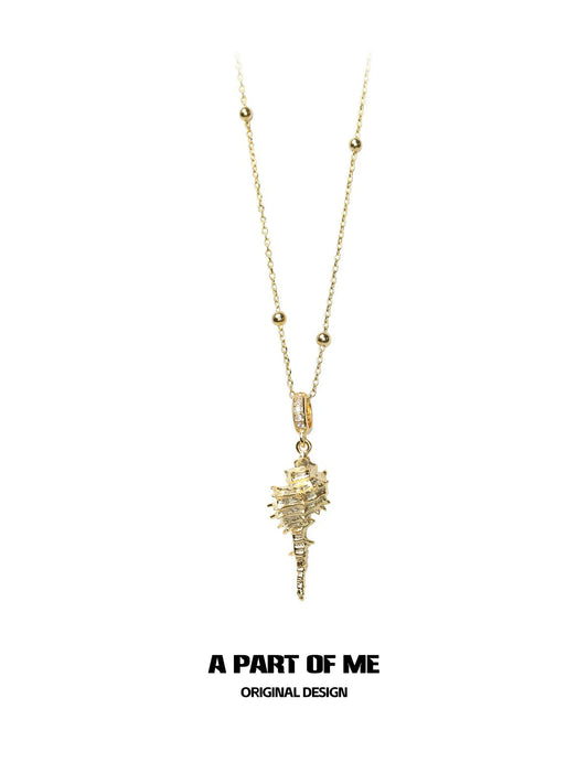 Golden Conch Pendant Necklace