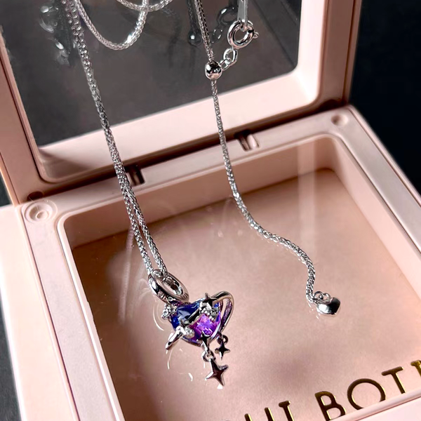 "Night Sea Galaxy" Heart Necklace