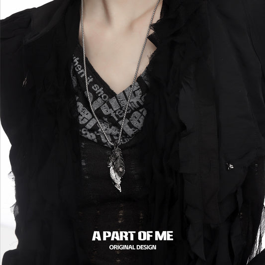 Black White Feather Pendant