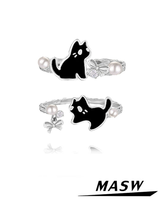 Black Cat Pearl Ring