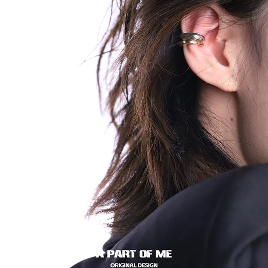 Two-Tone Diamond Accent Ear Clips