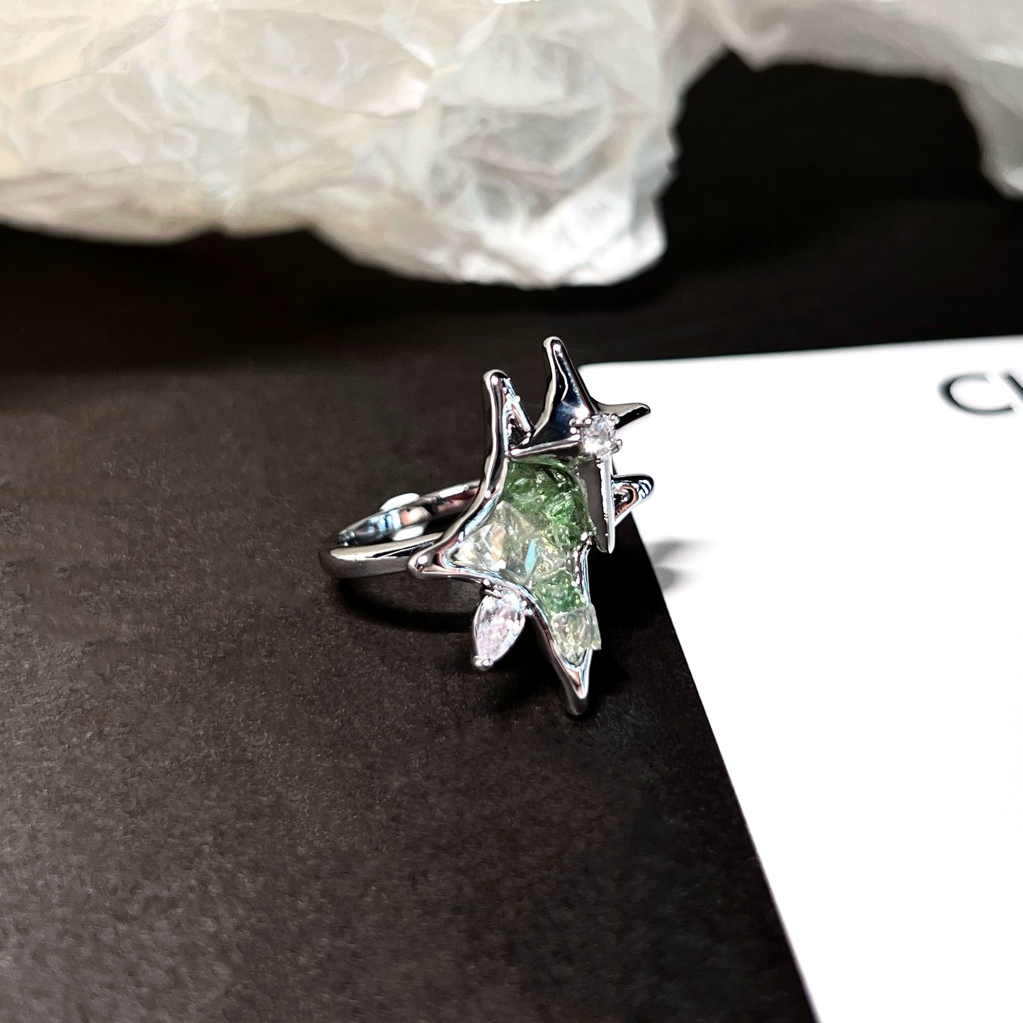 "Green Gemini" Zircon Ring