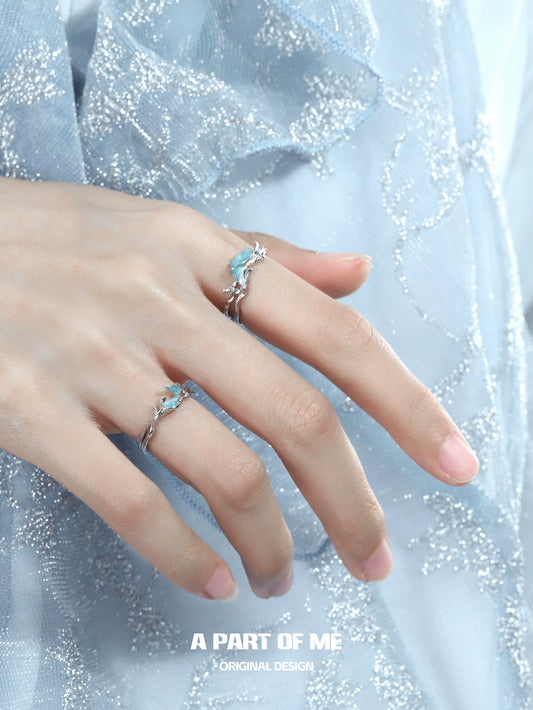 Blue Fishtail Couple Rings