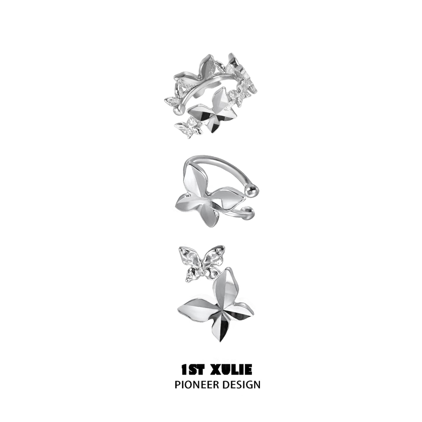 Butterfly Shadow Silver Ear Cuff