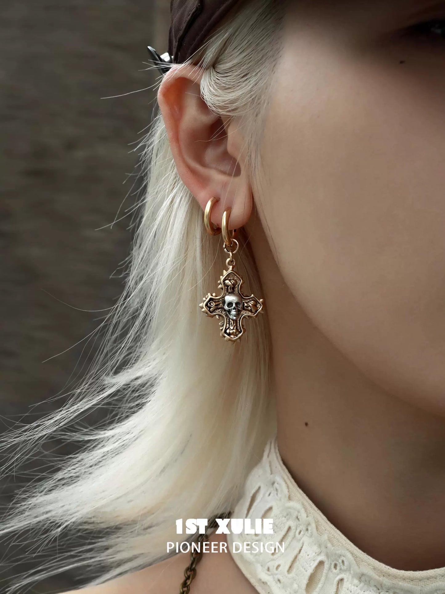 Y2K Crime and Punishment Cross Earrings