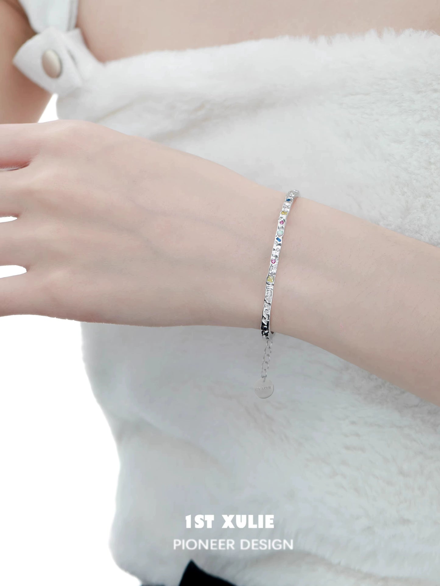 Dopamine Color Zircon Silver Bracelet