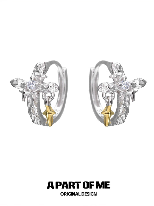 Luminous Cross Silver Earrings