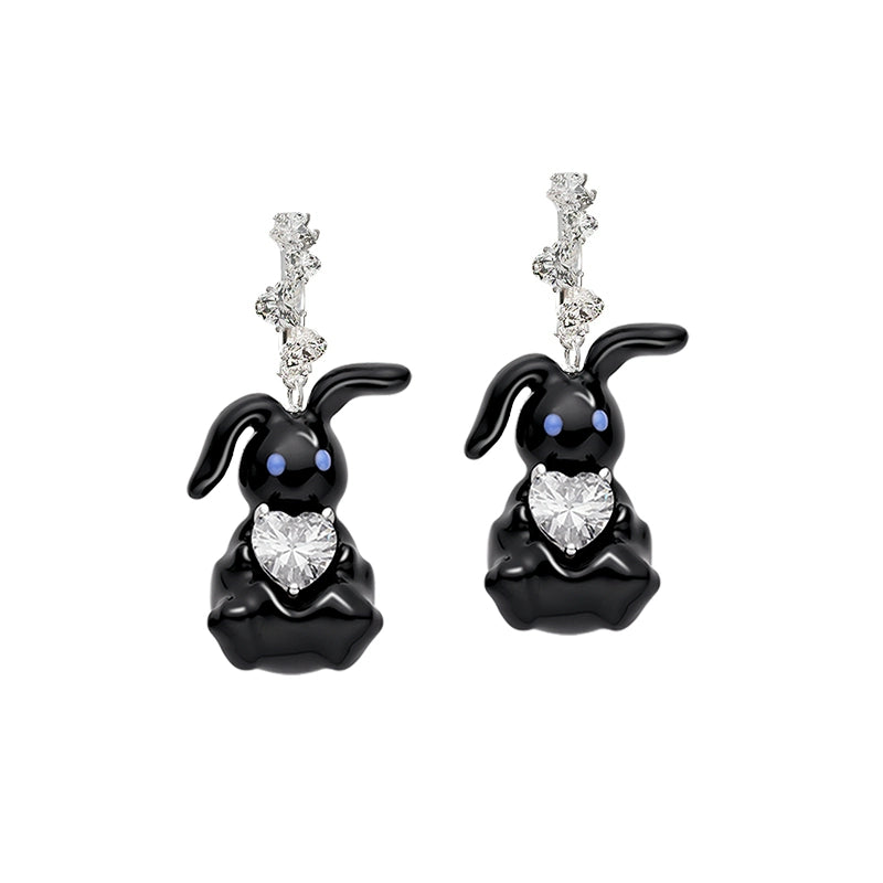 Cute Enamel Rabbit Zircon Earrings