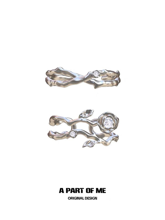 Thorned Rose Silver Ring