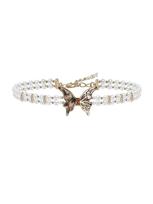 Leopard Butterfly Beaded Choker