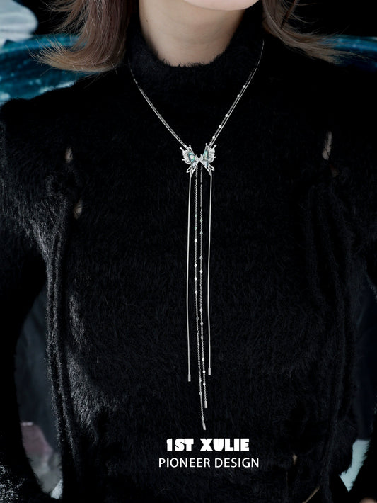 Punk Butterfly Tassel Necklace