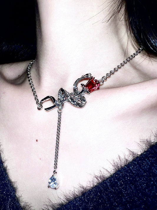 "Thorns Red Rose" Wrap Necklace
