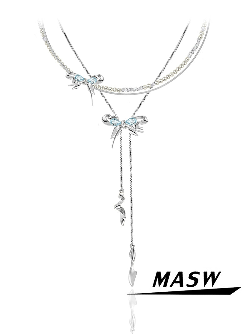 Blue Butterfly Pearl Necklace