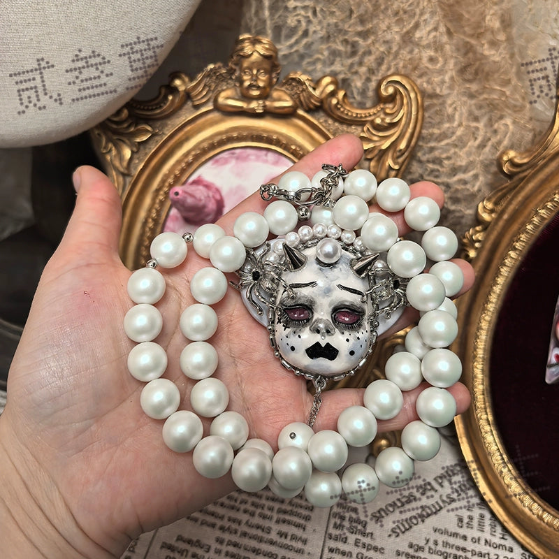 Necklaces-Ersan Tongsheng Original Design Dark Subculture Punk Style Imitation Treasure Sweater Chain Necklace Niche
