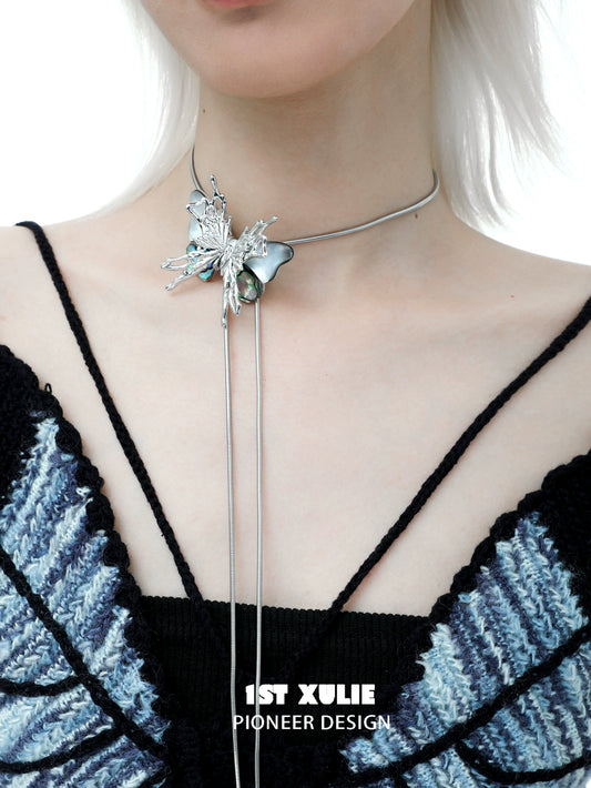 Y2K Steampunk Butterfly Necklace