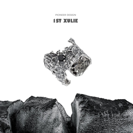 Y2K Cosmic Black Meteorite Ring