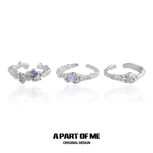 Purple Zircon Wave Rings