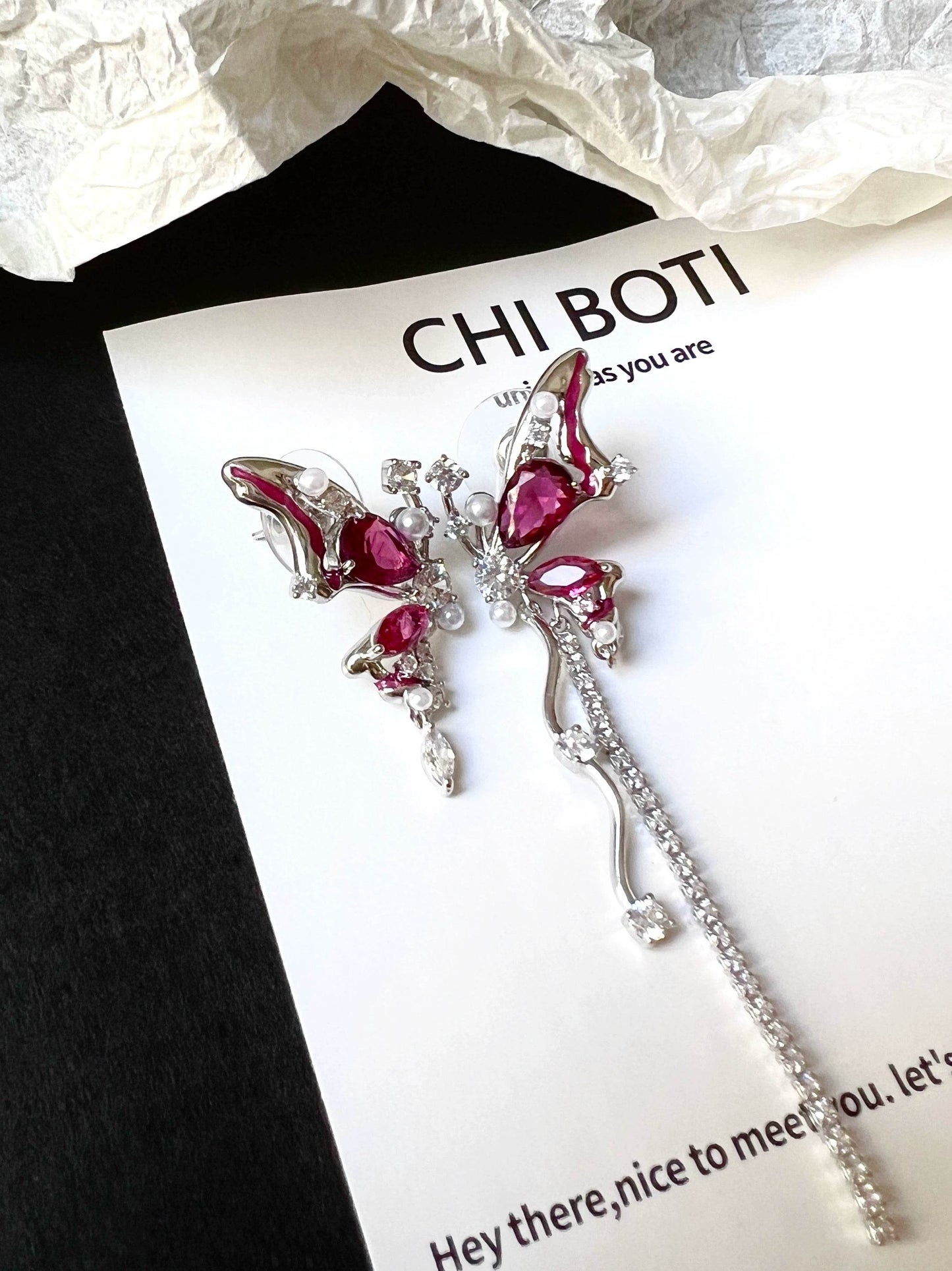 "Blood Butterfly" Zircon Earrings
