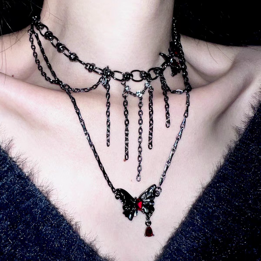 "Nightmare Dark Butterfly" Gothic Necklace