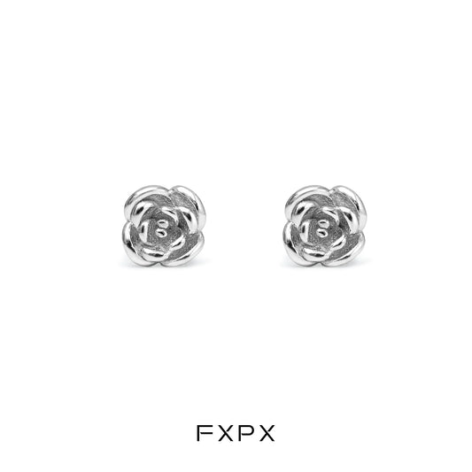 Minimal  Rose Silver Earrings