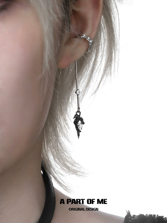 Raven Gem Ear Clips