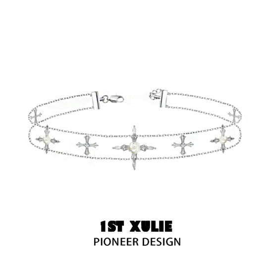 Faithful Rose Cross Clavicle Necklace