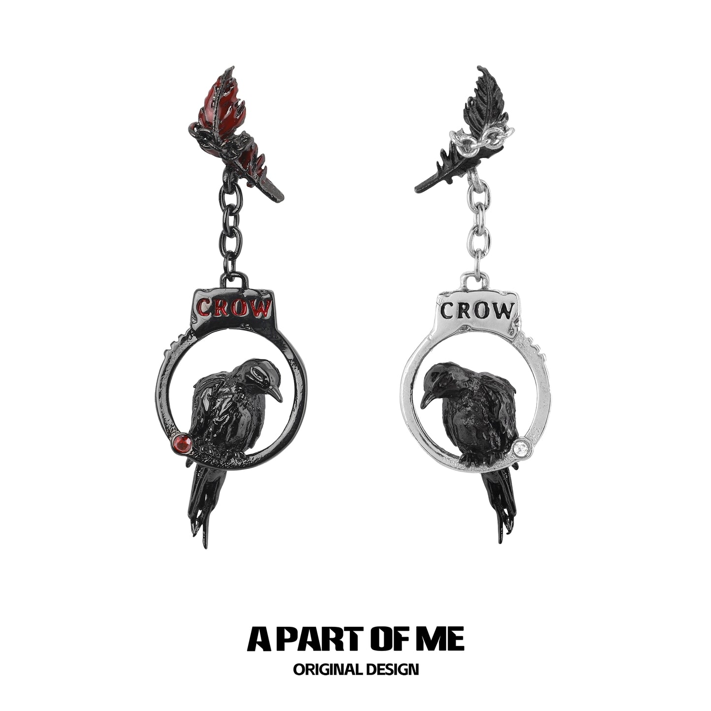 Gothic Crow Handcuff Earrings