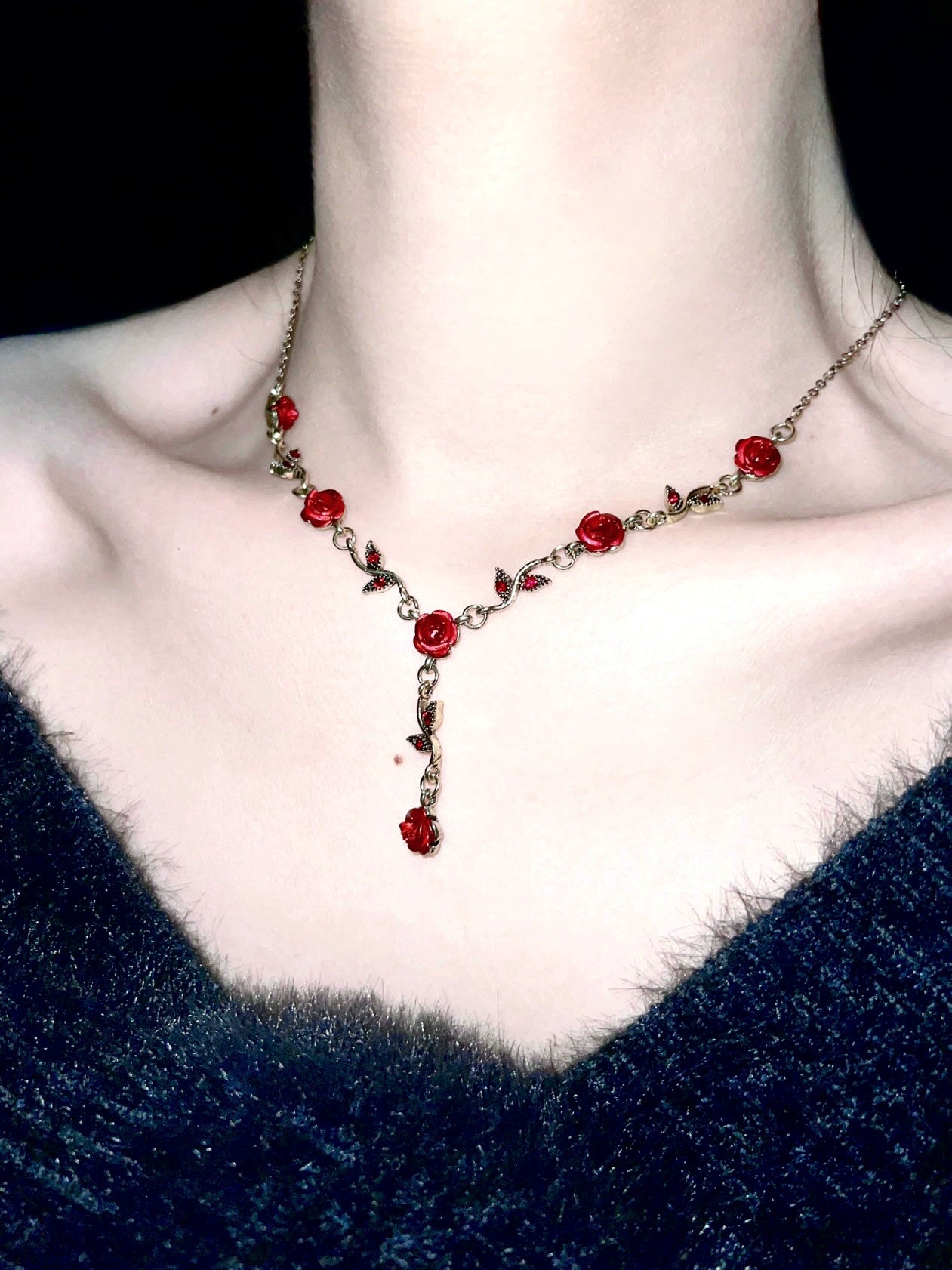 "Dark Night Red Rose" Bracelet