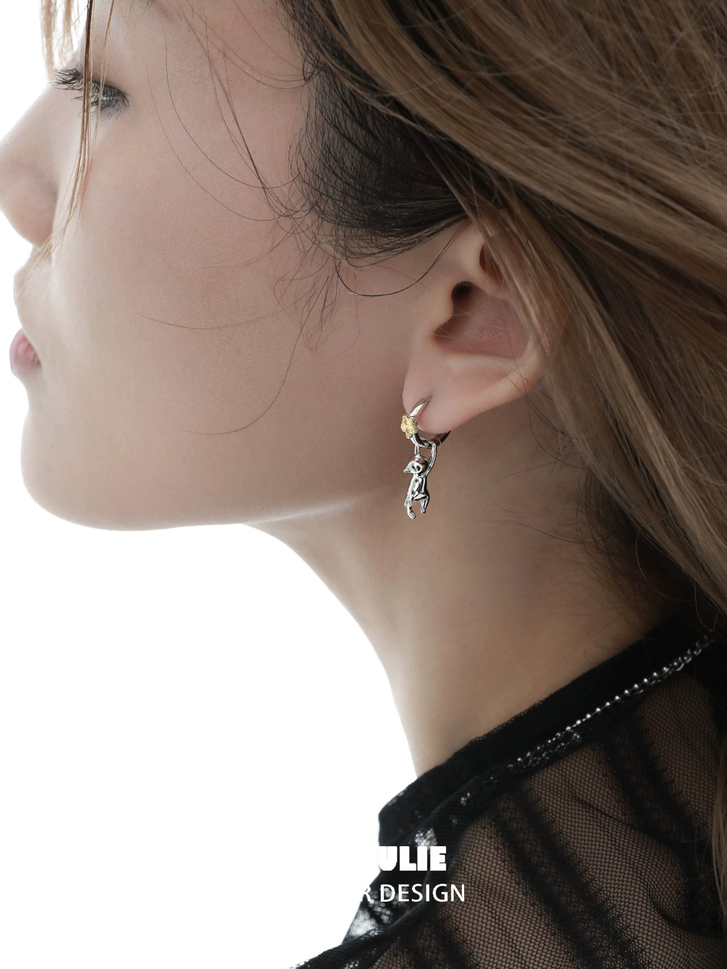 Starlit Cat Silver Earrings