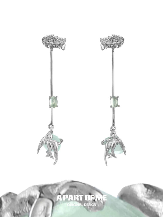 Flying Bird Fluorite Ear Clips