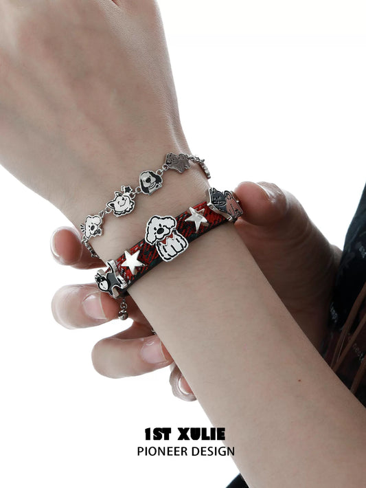 Y2K Cool Happy Puppy Woven Bracelet