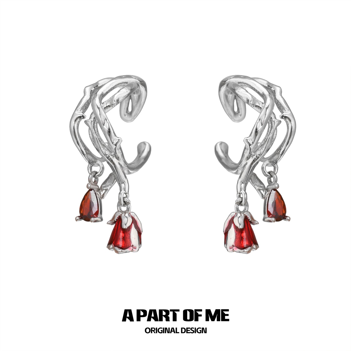 Scarlet Rose Ear Cuffs