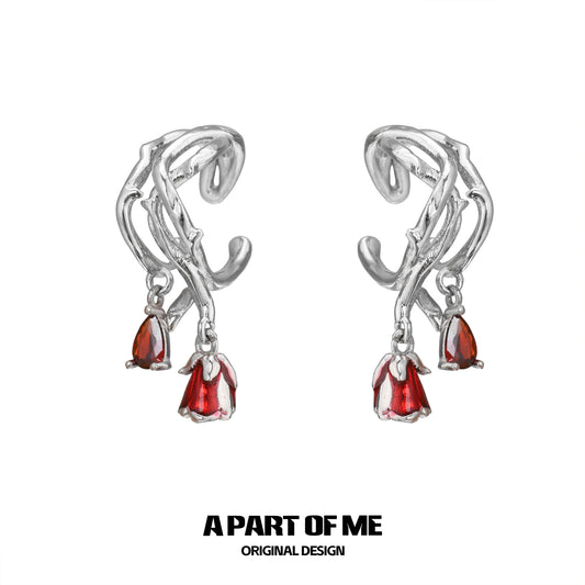 Scarlet Rose Ear Cuffs