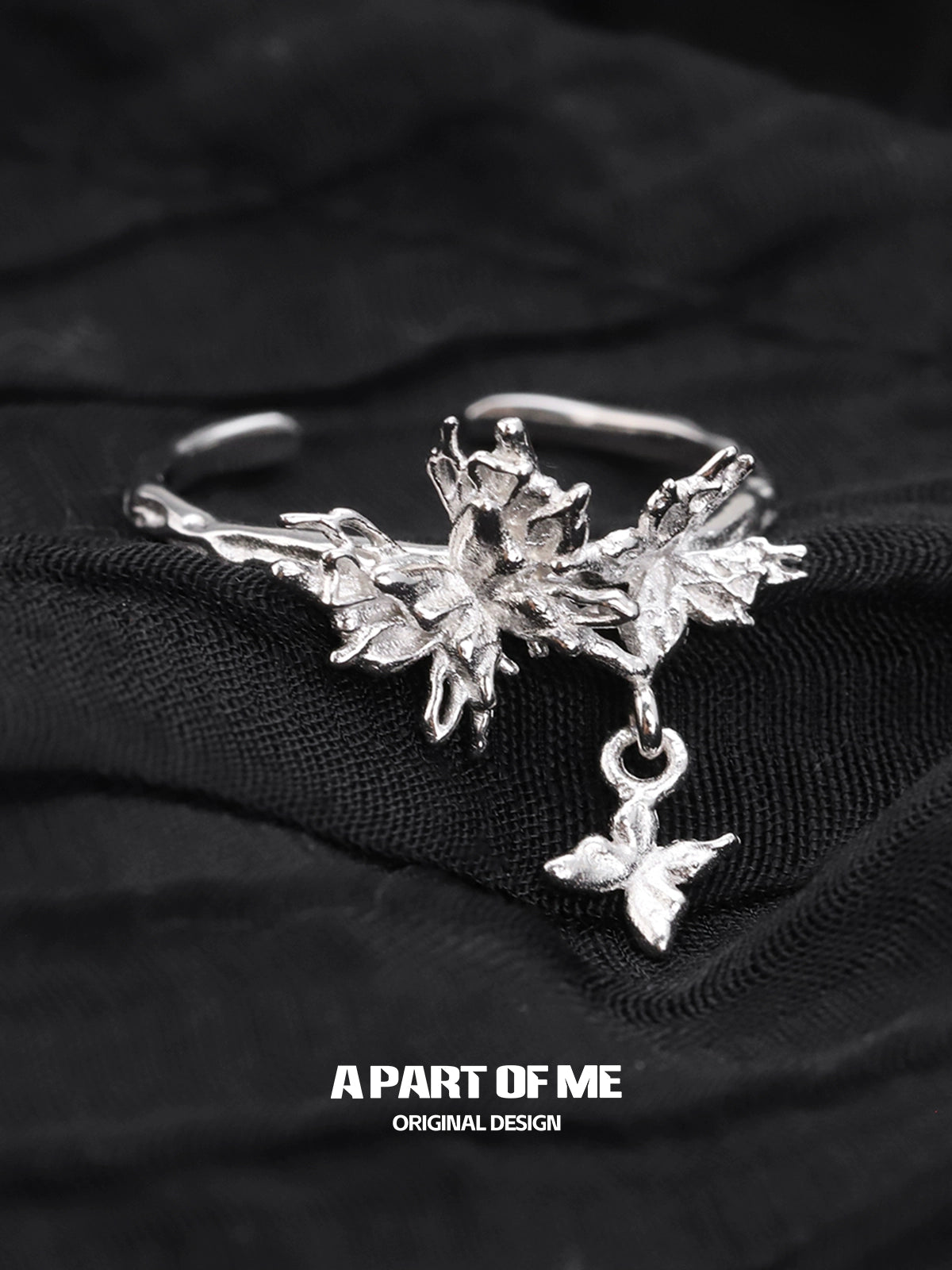 Butterfly Charm Silver Ring