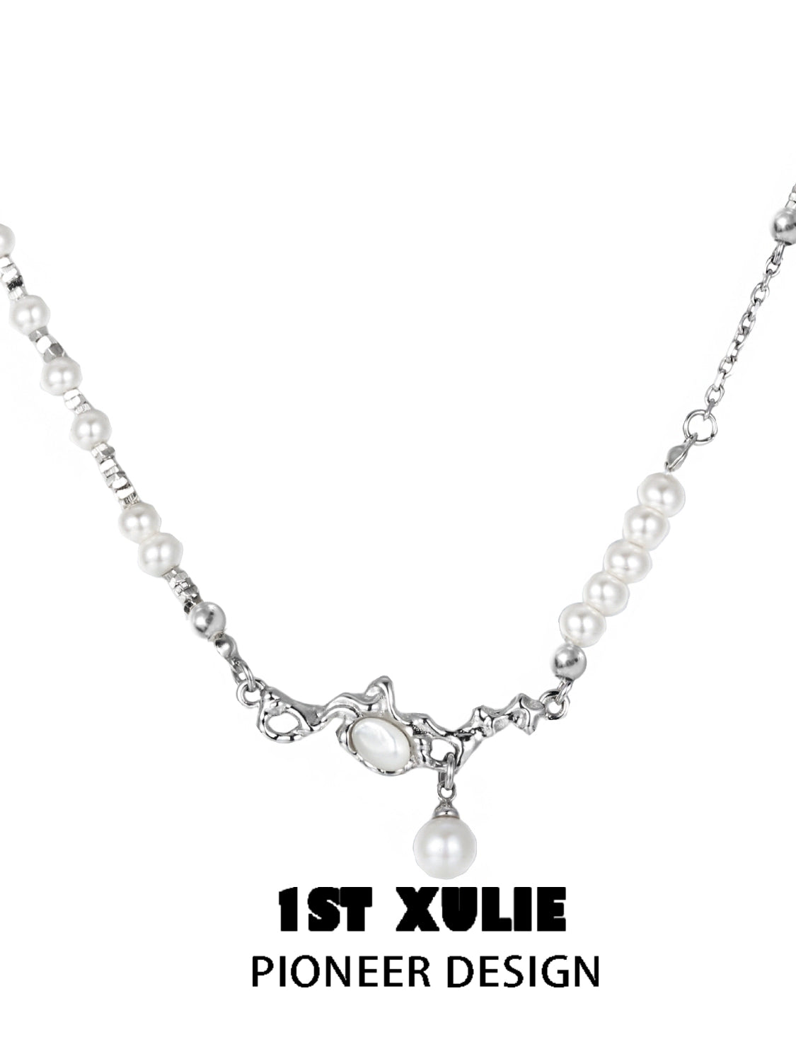 Elegant Crushed Silver Pearl Necklace