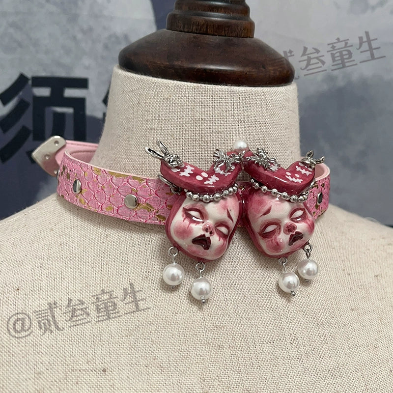 Choker-Two Three Tongsheng Original Doll Necklace Female Dark Niche Hottie Premium Sense Choker Clavicle Chain Sweet Cool Soft Girl