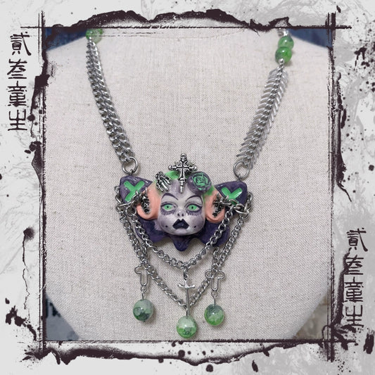 Necklaces-Ersan Tongsheng Original Handmade Cross Spice Girl Dark Metal Punk Doll Niche Millennium Subculture Necklace