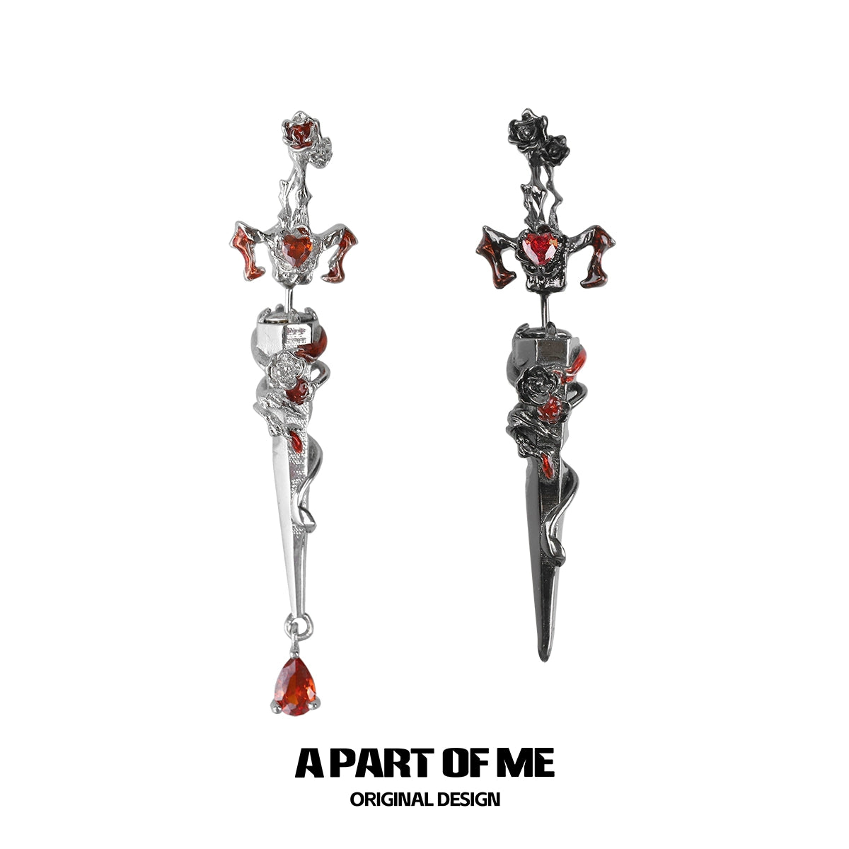 Rose Sword Piercing Earrings