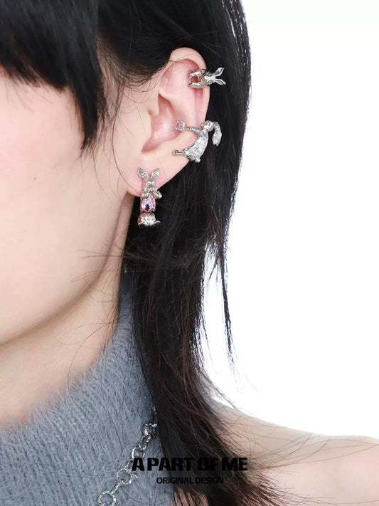 Rabbit & Flower Ear Cuffs