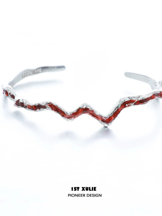 Y2K Edgy Red Silver Bracelet