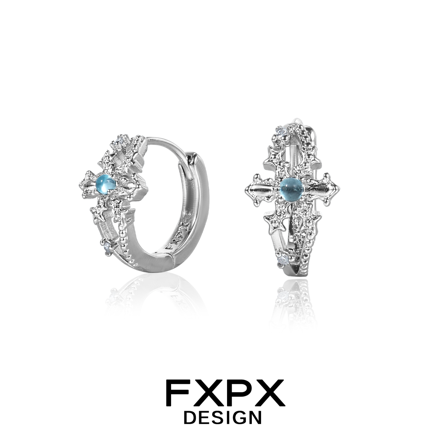 Frosted Snowflake Cross Earrings