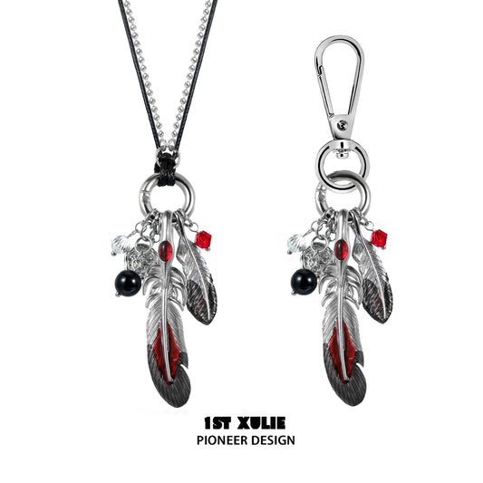 Y2K Red Witch Feather Necklace